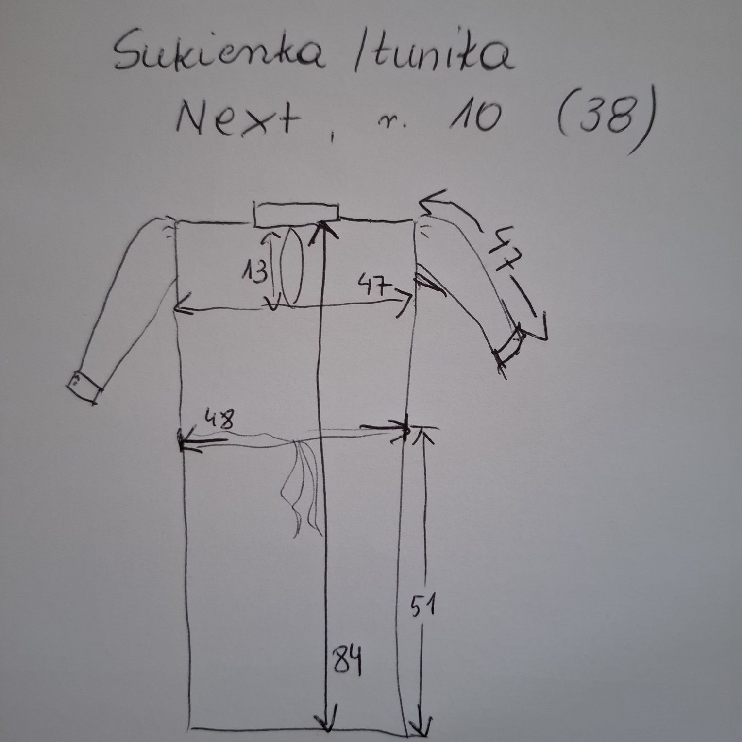 Sukienka Next, R.10 /38. Szaro-białą paneterka