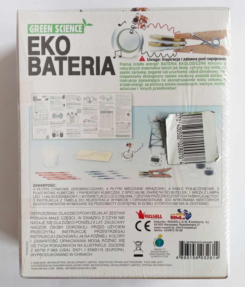 Zestaw Kreatywny EKO BATERIA od 4M_ KIDZ LABS_ NOWY !