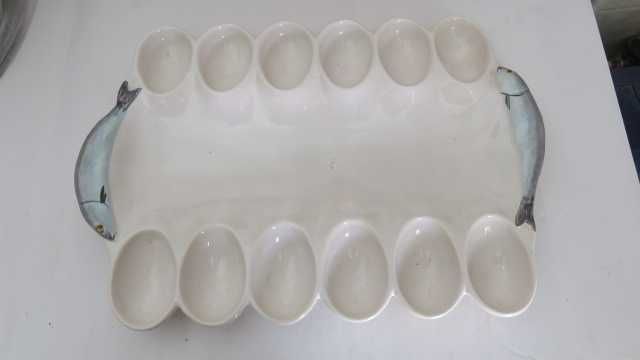 Peça em louça para 12 ovos retangular 35x25 nova