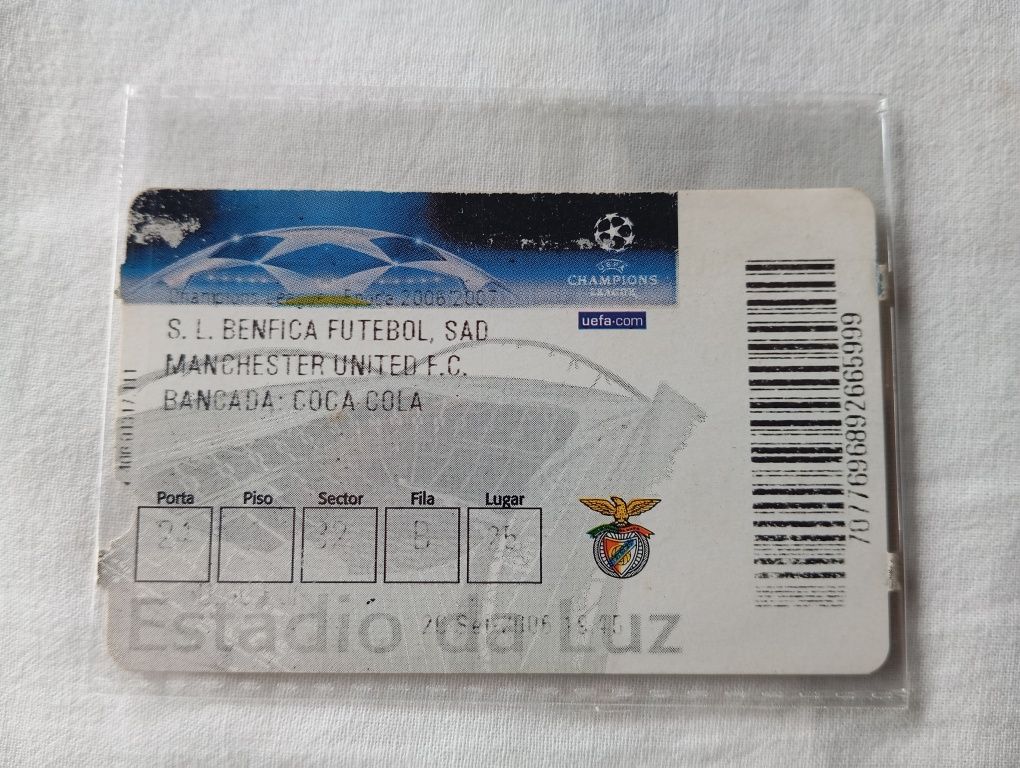 Bilhete Futebol Champions League Benfica vs Manchester United (2006)