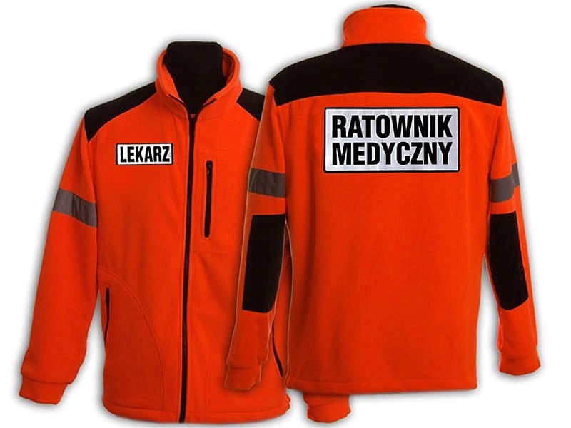 Polar ratowniczy FLUO z kompletem odblaskowych emblematów na rzep (3XL