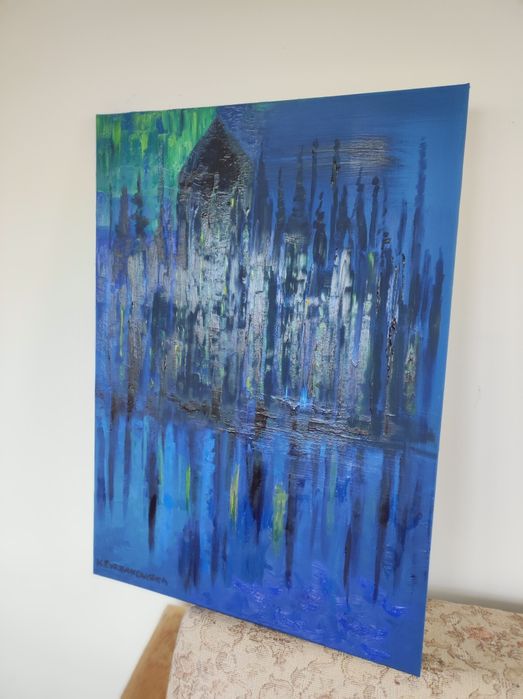 Duży obraz olejny Nowy York miasto abstrakcja