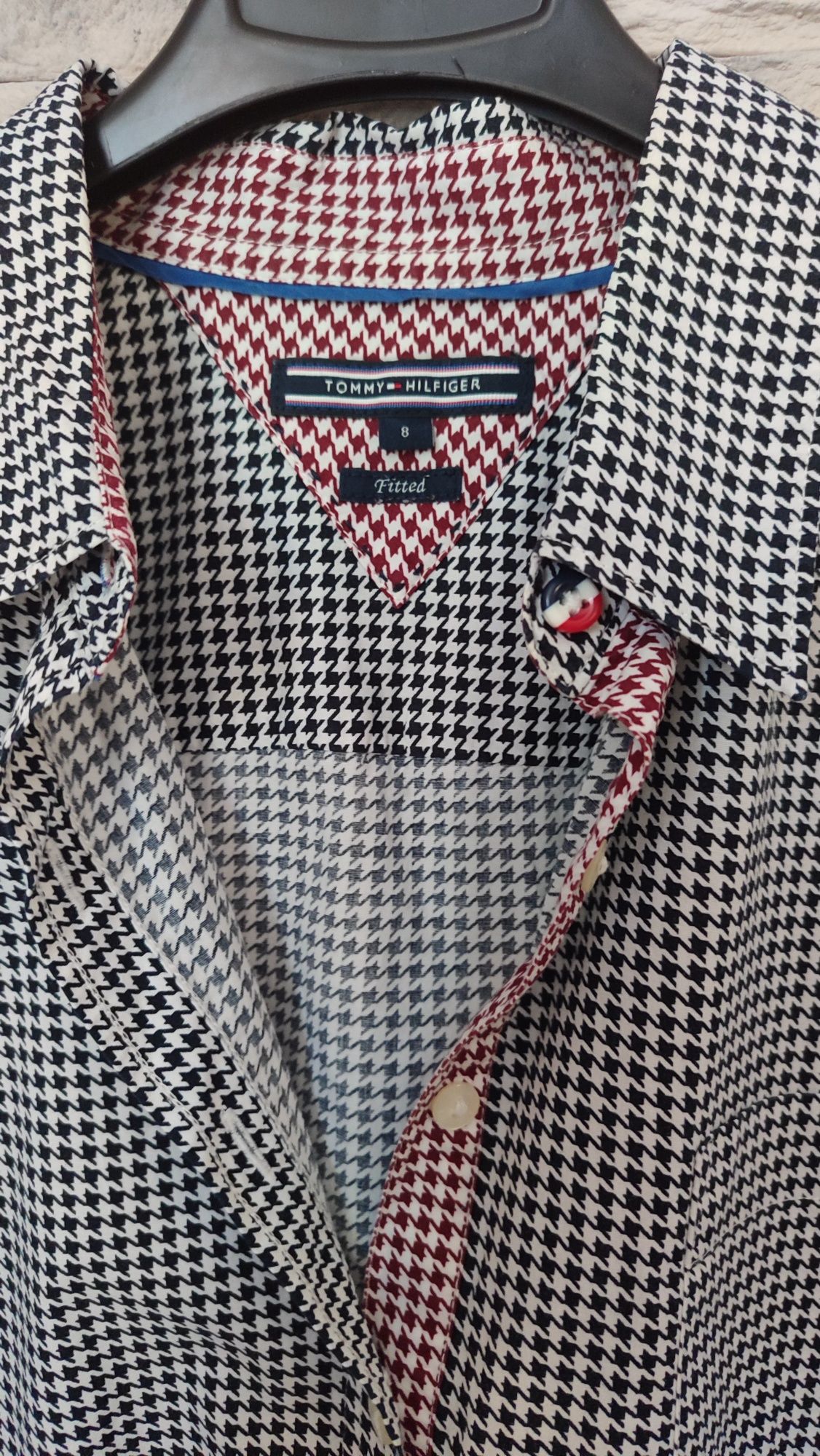 Bluzka damska koszulowa pepitka Tommy Hilfiger 98% bawełna,bez wad.