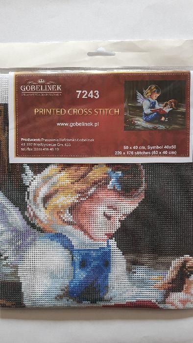 Haft krzyżykowy zestaw, kanwa+mulina+igły, 50x40