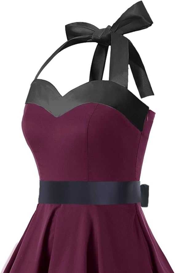 DRESSTELLS Elegancka sukienka koktajlowa czarno-czerwona retro vintage