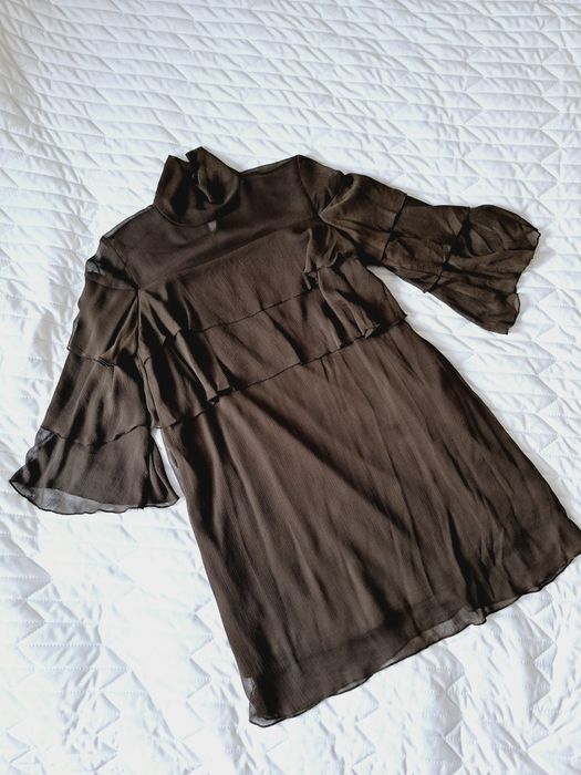 Sukienka Zara r.36 tiulowa w kolorze khaki