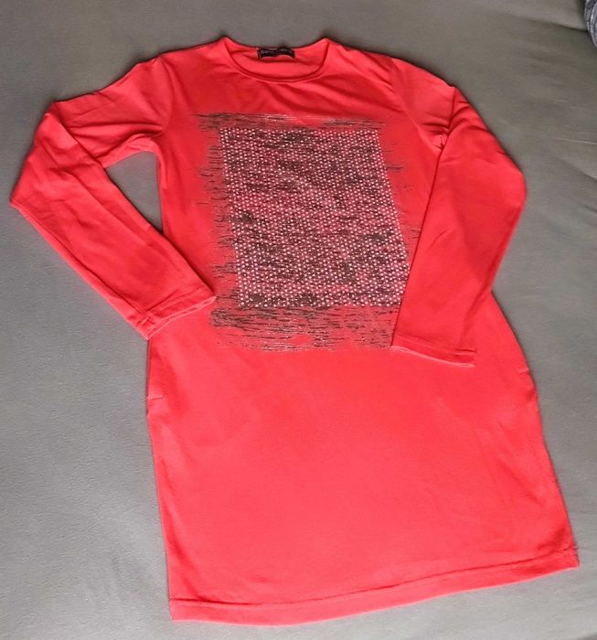 Śliczna długa bluzka tunika brzoskwiniowa * kieszenie * 12 lat