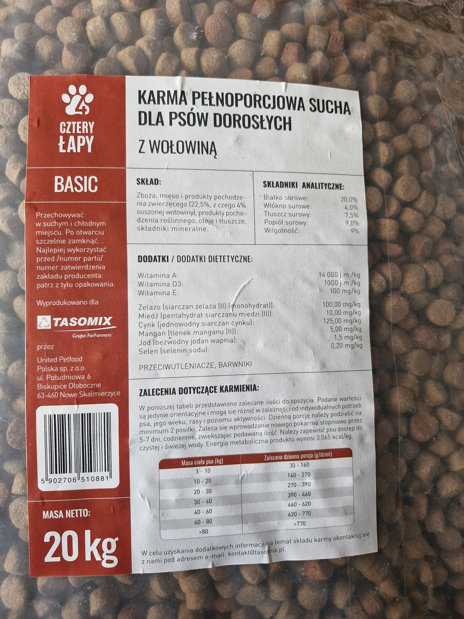 Karma dla psów dorosłych Cztery Łapy basic