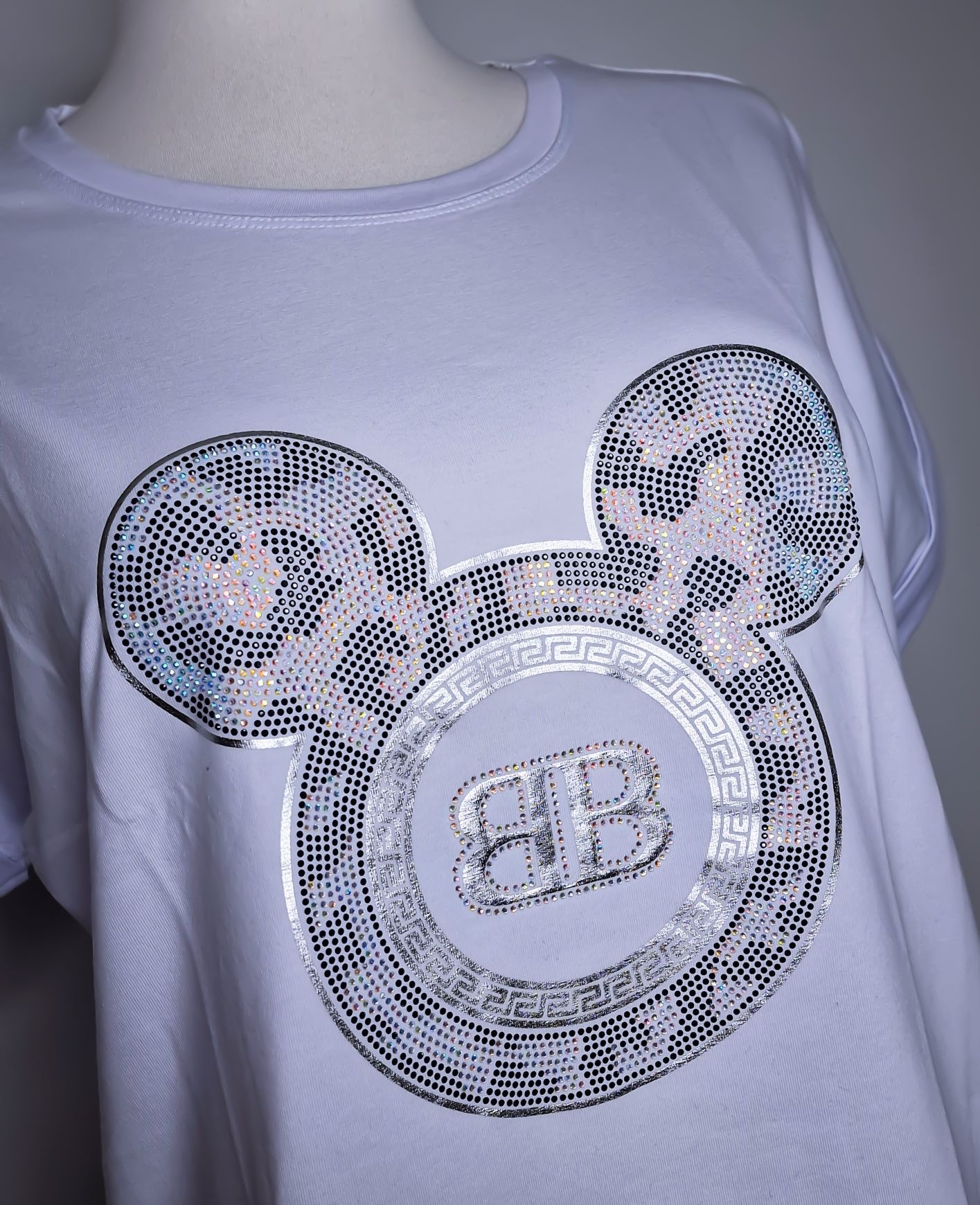 Freestyle bluzka tshirt biała Miki cyrkonie uni nowa