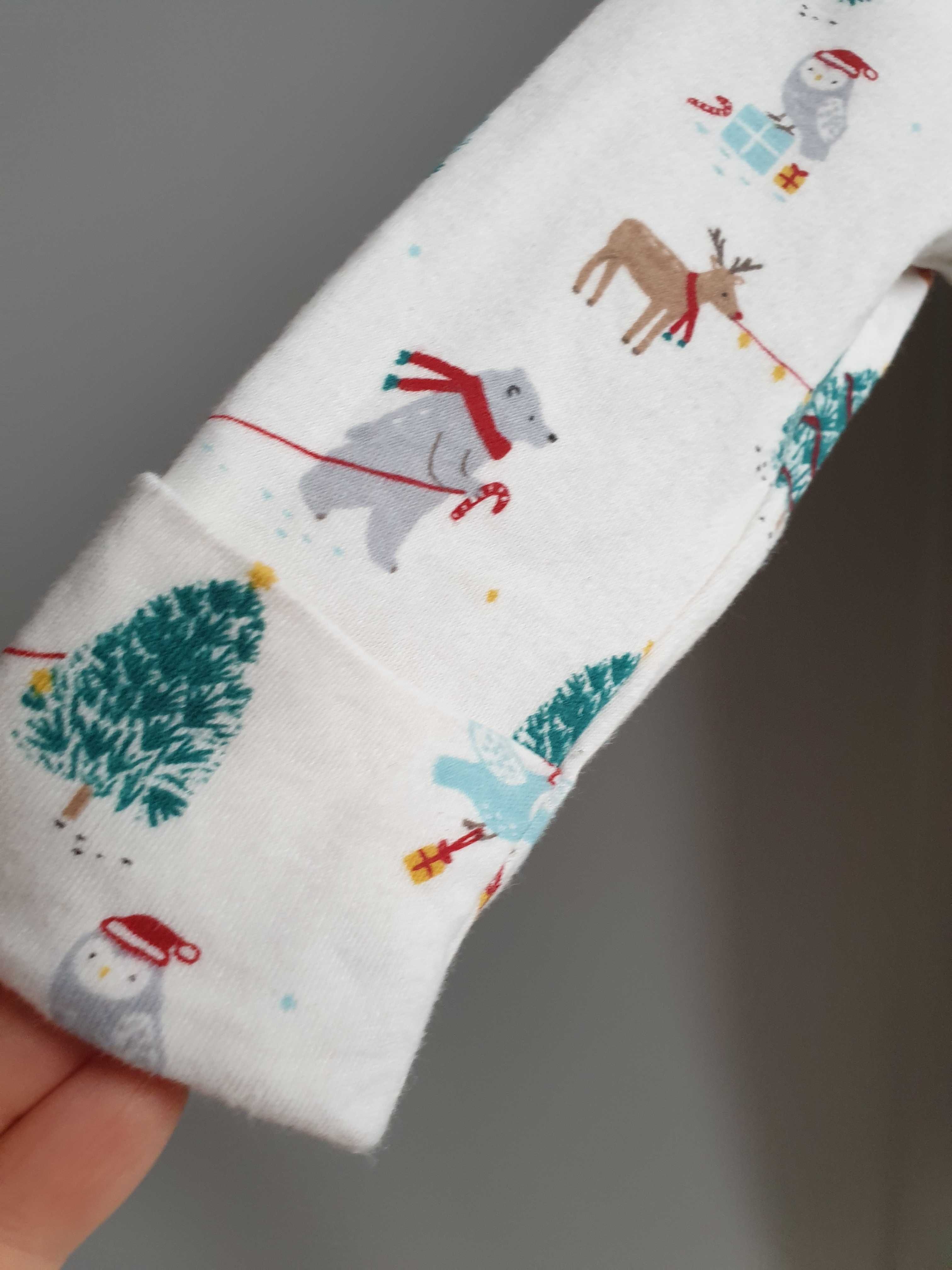 Świąteczne śpioszki piżama śpiochy białe 62 68 John Lewis