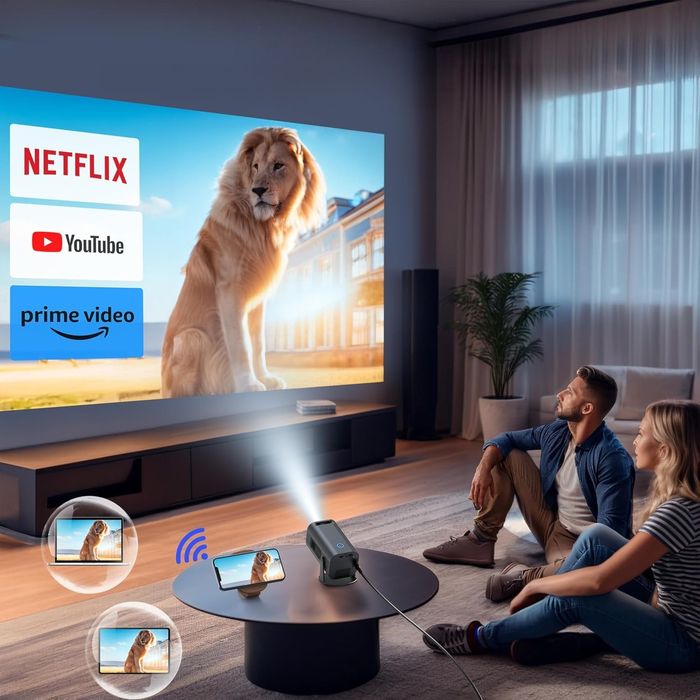 Projektor Polocsh P6 4K Mini z Android TV 11.0 Kompaktowy Wi-Fi6 BT5.2