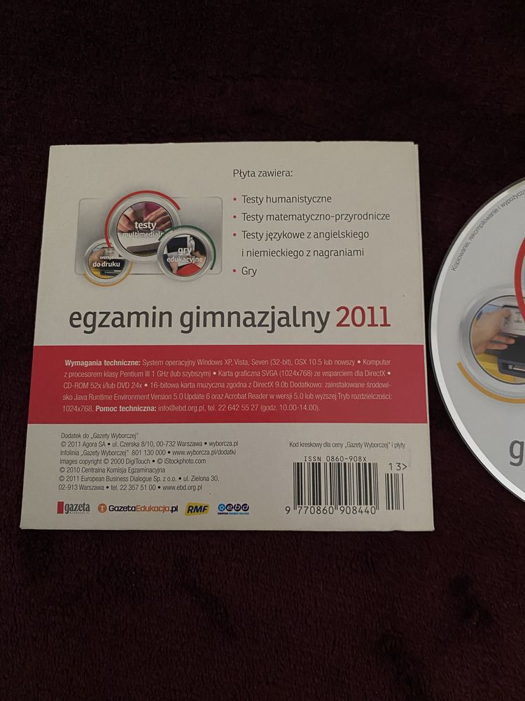 Płyta CD egzamin gimnazjalny sprawdziany testy nauka 2011