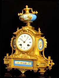 Zegar kominkowy Spelter złocony z wstawkami ceramicznymi nr 15