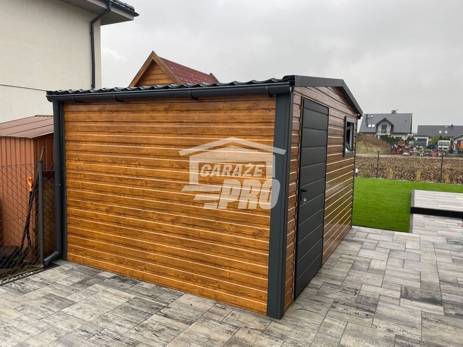 Domek Ogrodowy 3x3 Drzwi Okno rynny Blachodachówka  Antracyt GP233