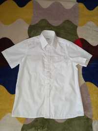 Белая рубашка с коротким рукавом для мальчика 5-7лет