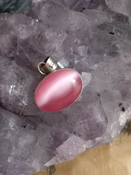 Підвіс, кулон, турецьке срібло 925проби, натуральний камінь-котяче око