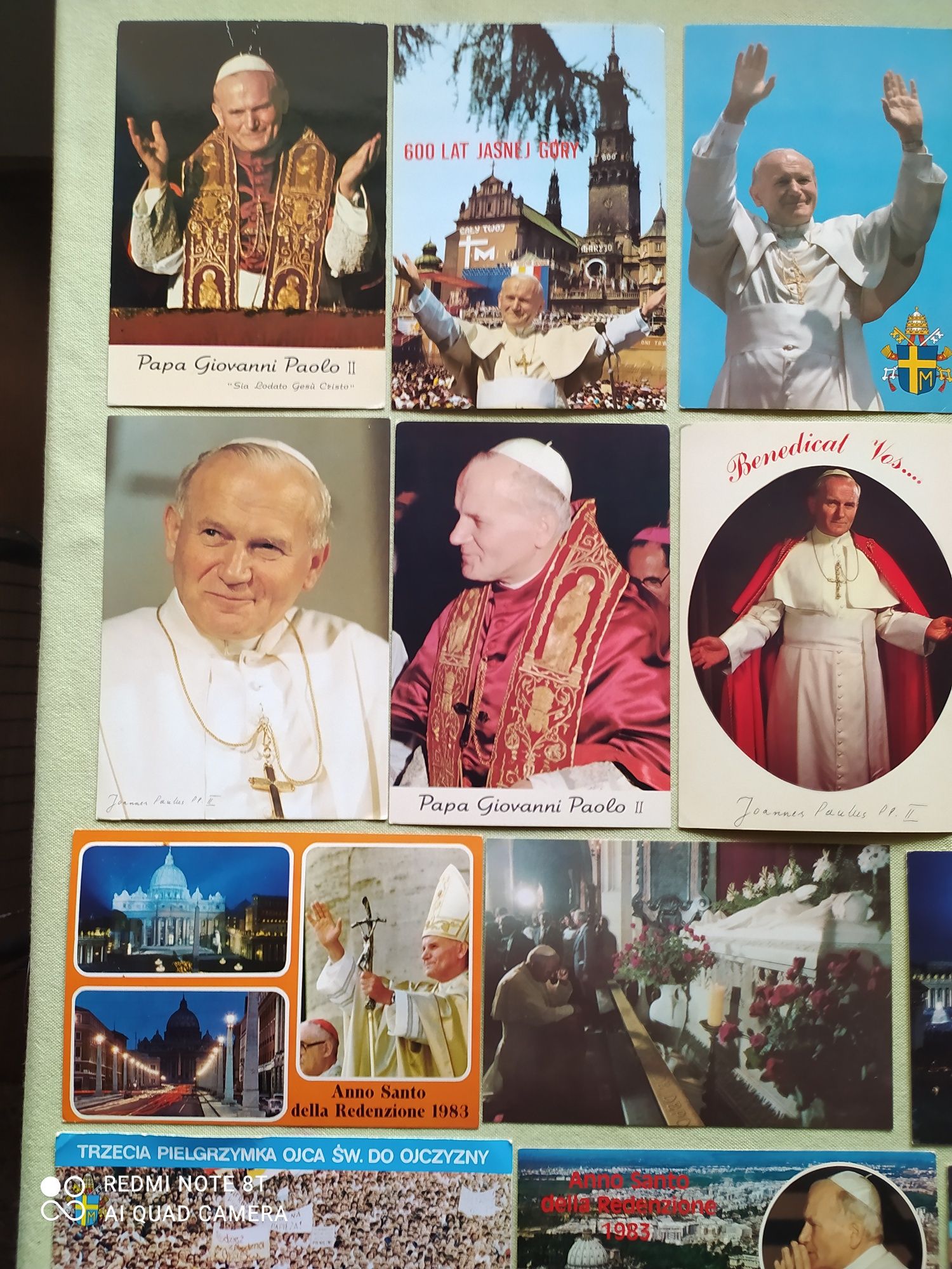 Jan Paweł II, zestaw 16 sztuk pocztówek. Starocie, widokówki. Kolekcja