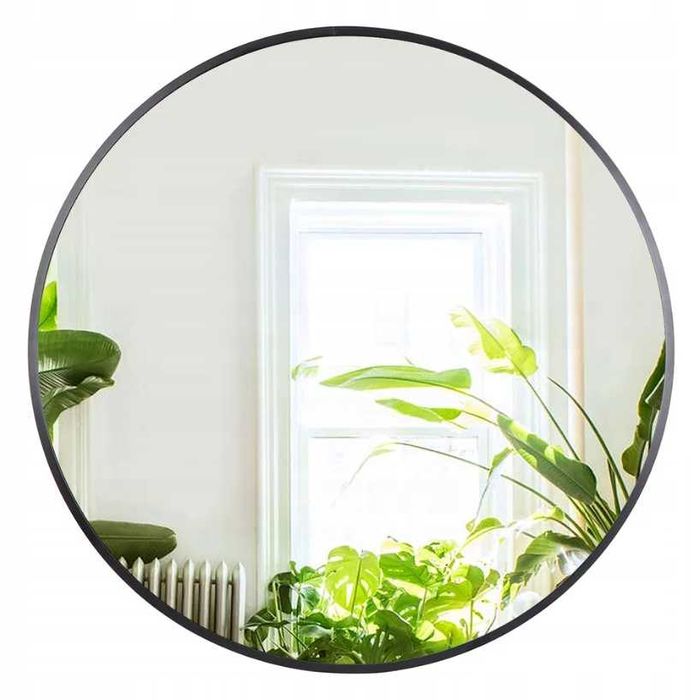 Nowoczesne LUSTRO OKRĄGŁE 60cm Loft Czarne Wiszące Metalowe WYPRZEDAŻ