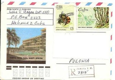List lotniczy polecony z Kuby. Rok 1985