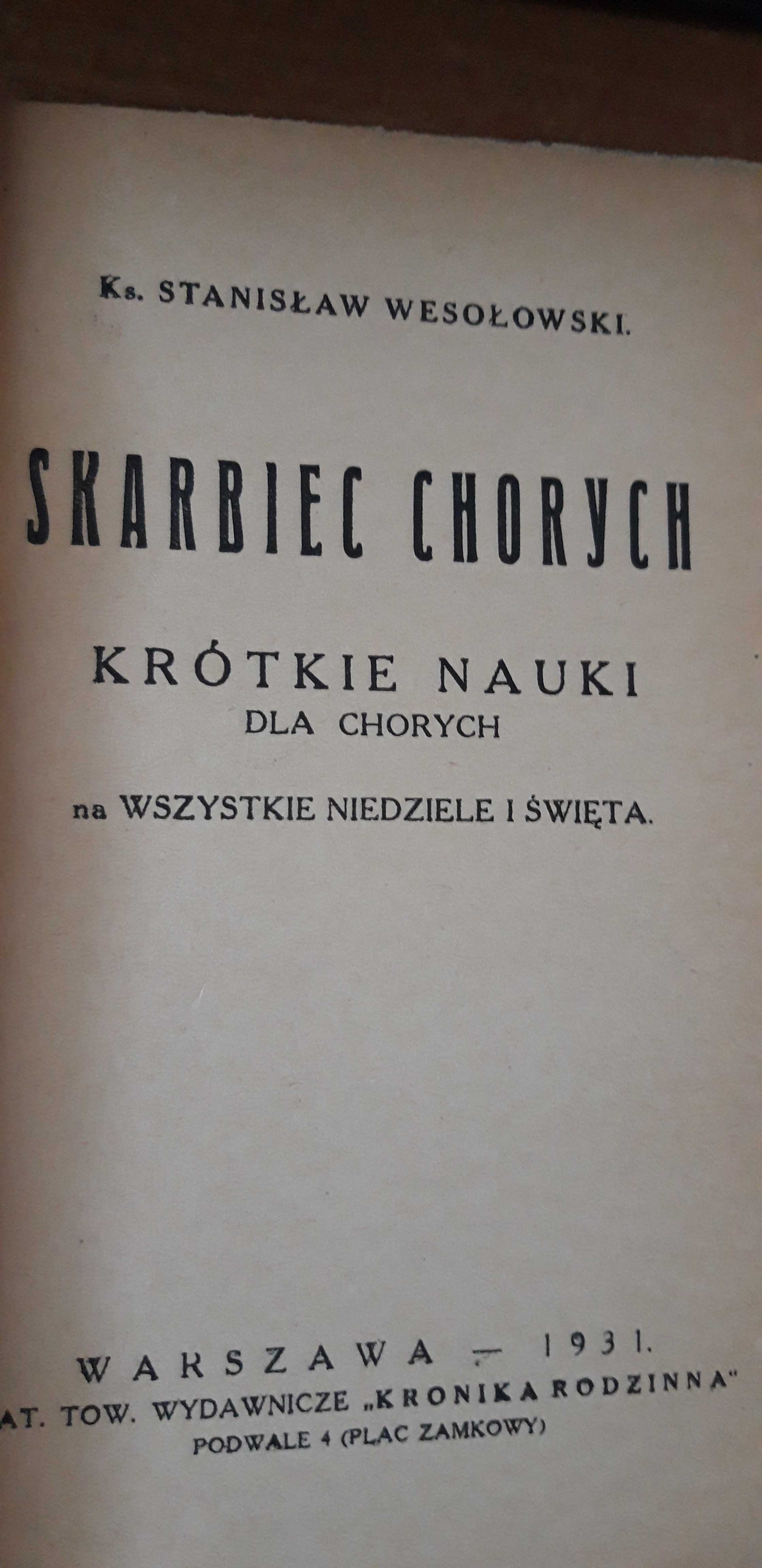 SKARBIEC  CHORYCH - Ks. S. Wesołowski -W-wa 1931rzadkie