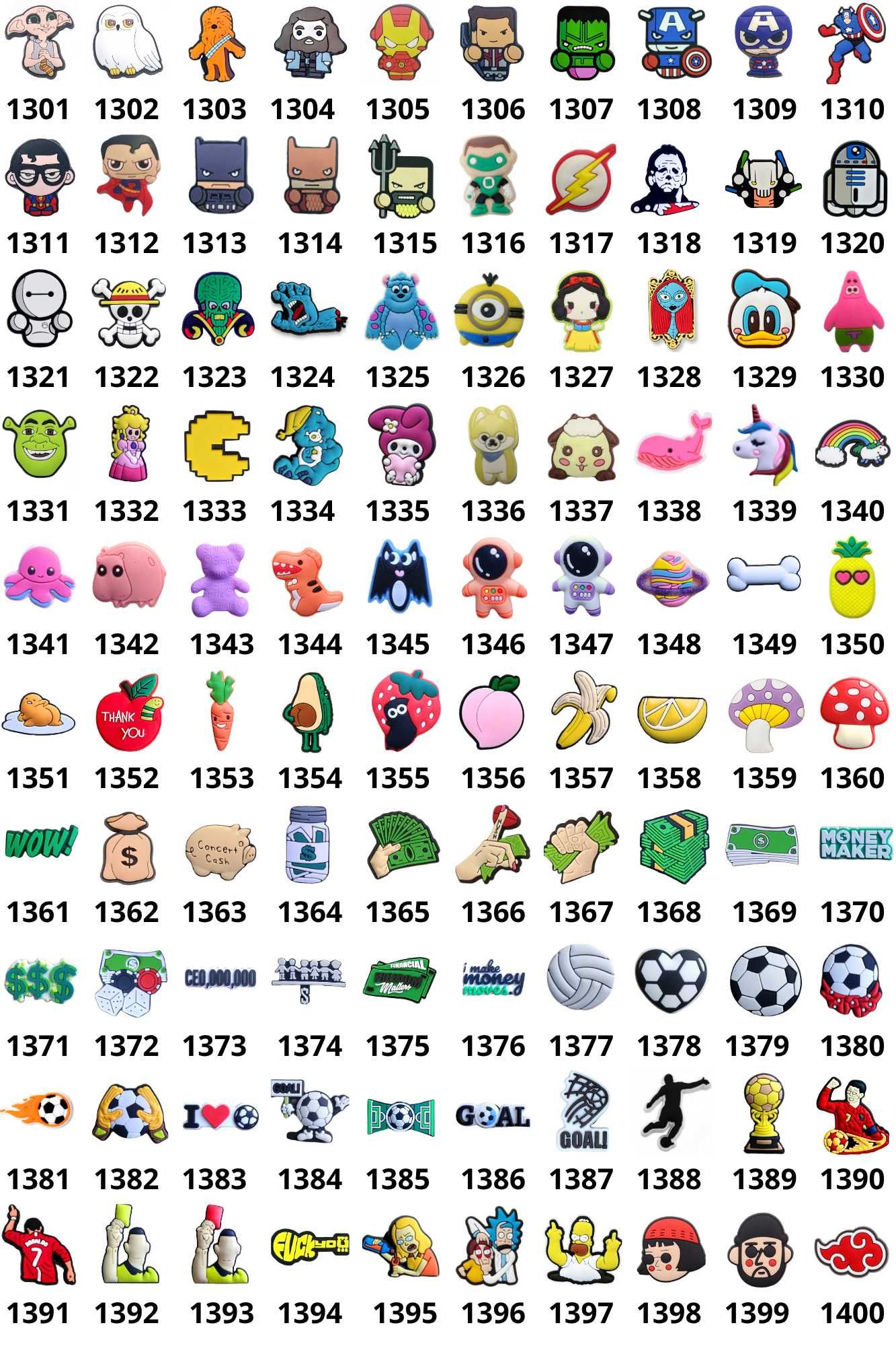 АСОРТИ 5-10 шт Джибитсы Jibbitz для кроксов Украшения для обуви Crocs