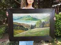 Obraz ręcznie malowany na płótnie "Miasteczko w alpejskiej dolinie"