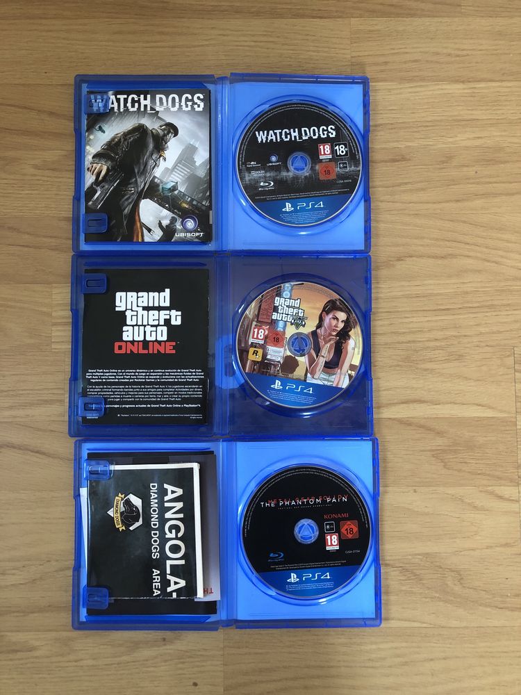 Jogos Ps4 (watch dogs, GTA 5 e metal gear solid the phanton pain)