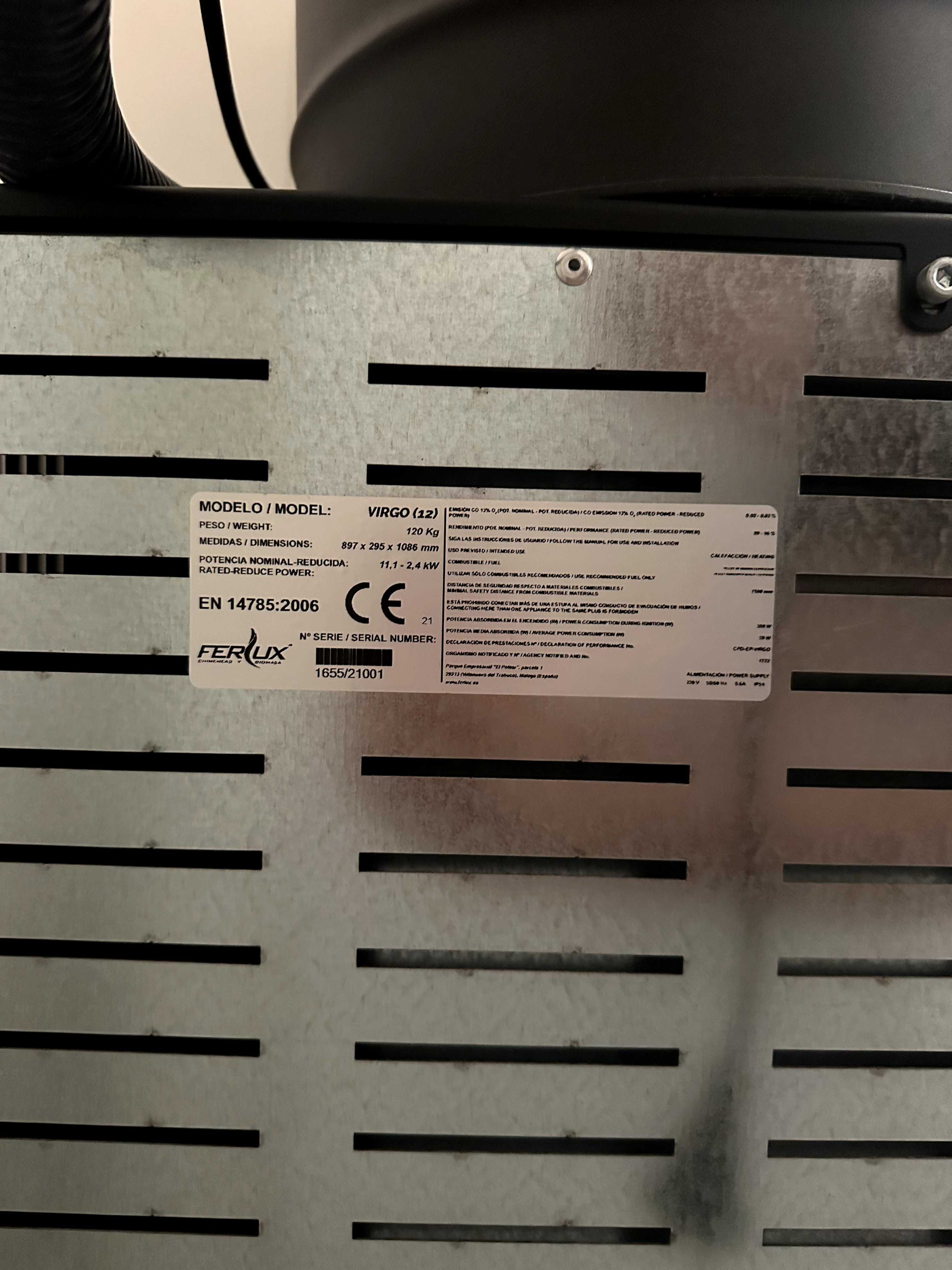 Salamandra a pellets SLIM VIRGO 12KW BRANCO + Aspirador cinzas