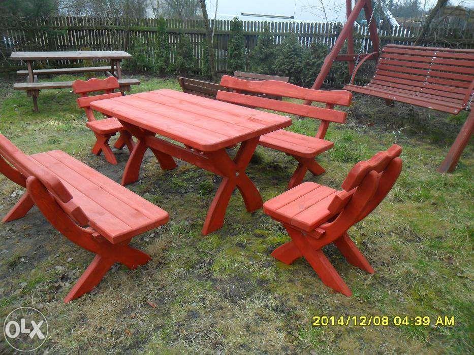 Meble ogrodowe stół 4 ławki na 8 osób z drewna XL dostawa 3m