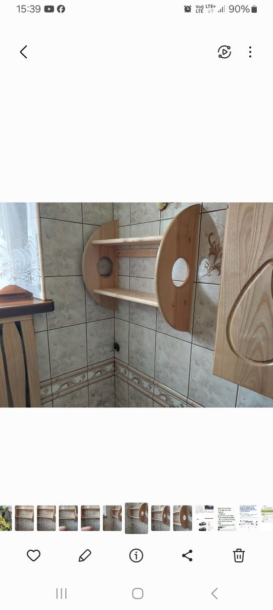 Półka ścienna z litego drewna jesionowego