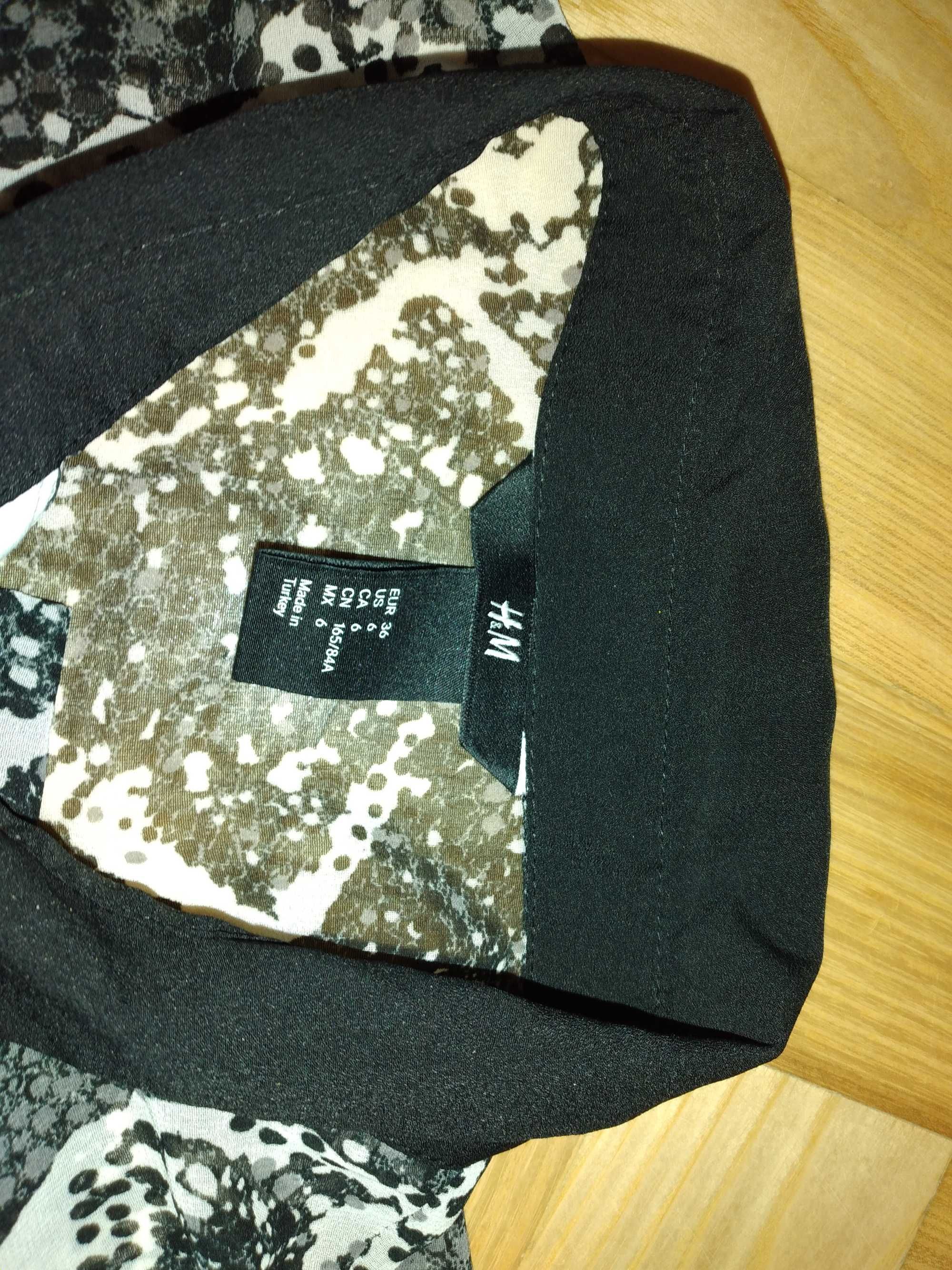 Bluzka damska h&m s 36 wezowy wzor kolnierzyk mgielka