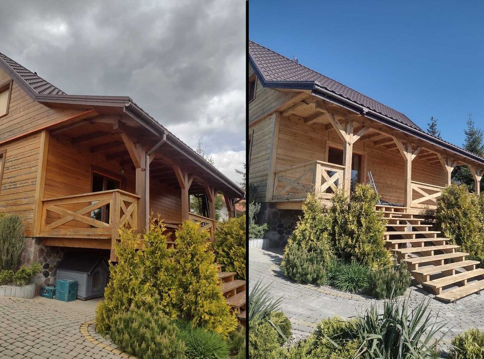 Piaskowanie malowanie domów z drewna, elewacji z cegieł, Sodowanie