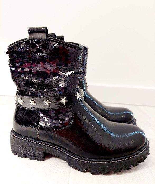 Buty botki 31 dziewczęce czarne jesienno-zimowe
