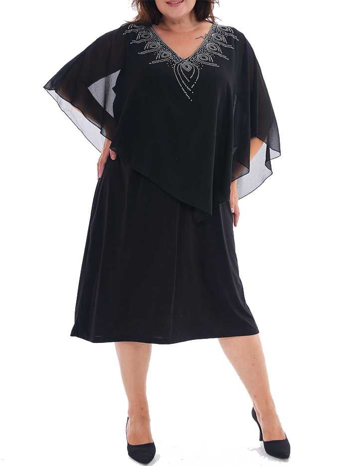 elegancka wizytowa zwiewna sukienka cekiny  plus size 3xl 4xl
