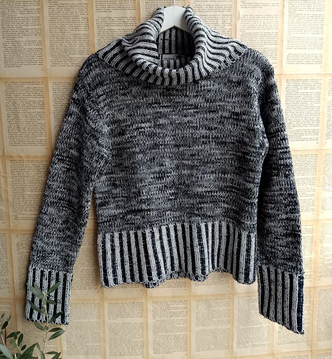 M L biust 51,5x2 Ciepły Klasyk! sweter melanż komin Cowl neck