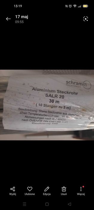 Rura aluminiowa dł.- 3m.