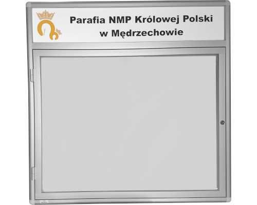 Gablota ogłoszeniowa z fryzem- wolnostojąca, sołecka. Promocja.