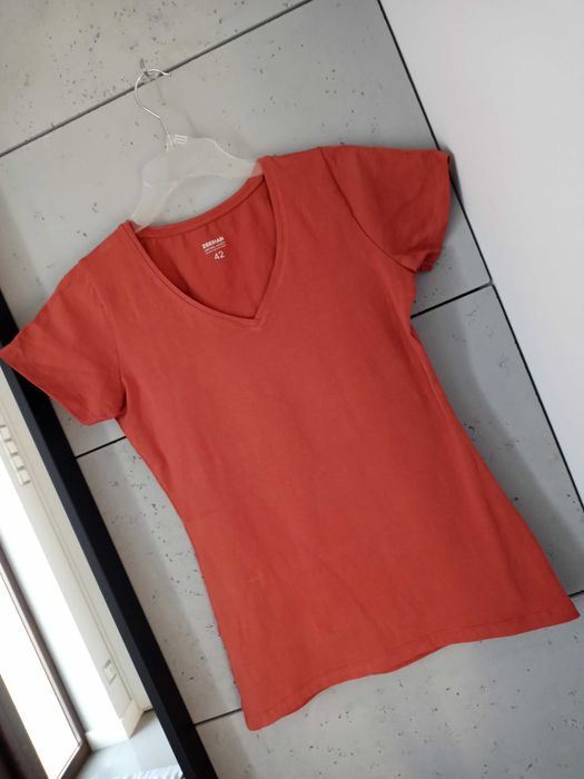 Koszulka bluzka na krótki rękaw r.42/XL ceglasta