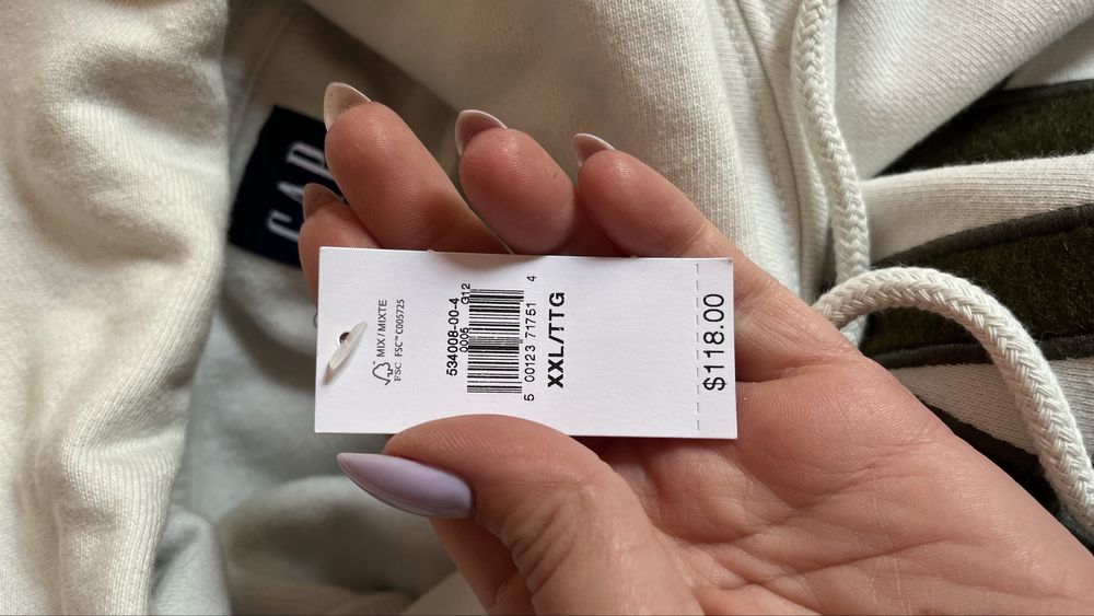 Худі GAP у білому кольорі (оригінал) чоловіча, розмір - XXL