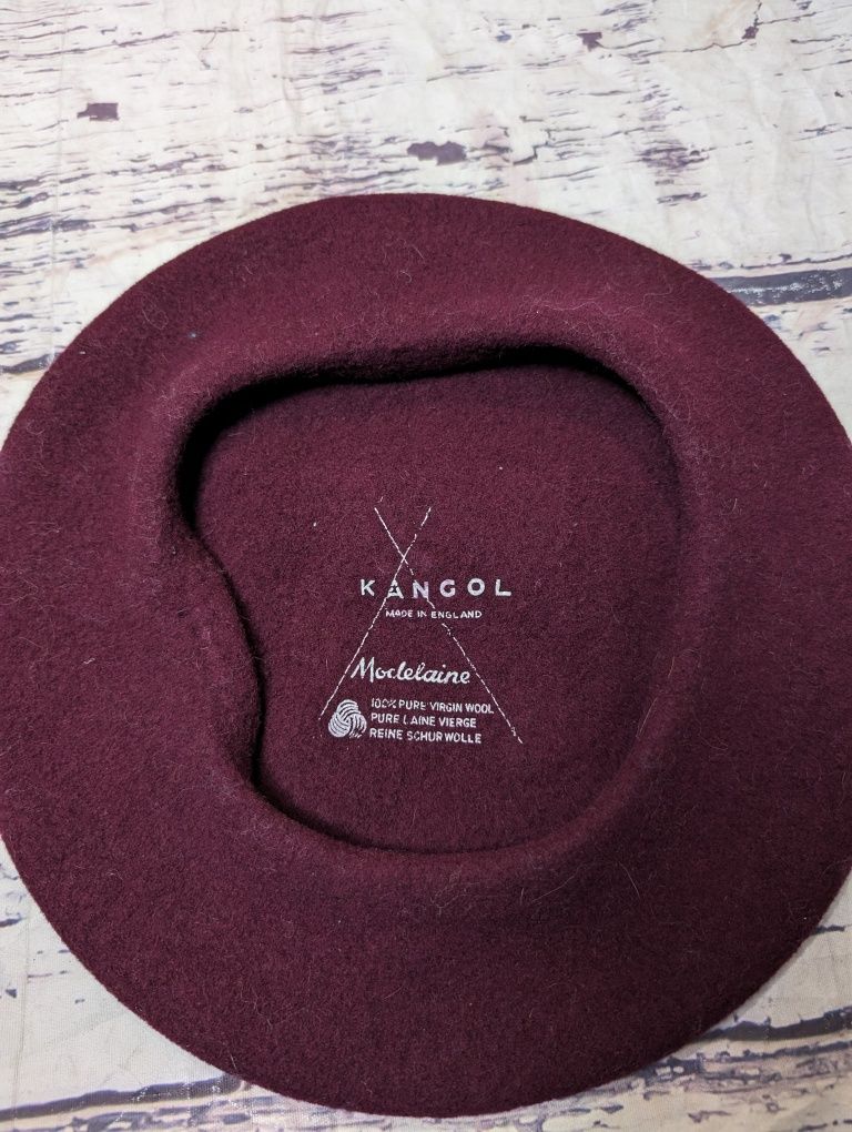Bordowy beret vintage Kangol modelaine wełniany