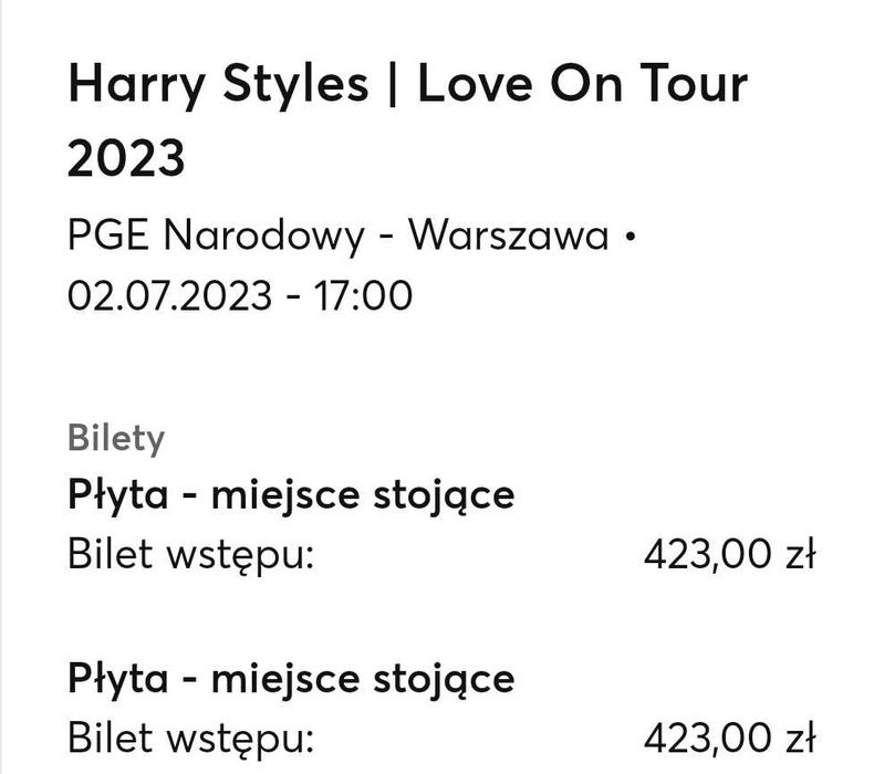 Harry Styles Warszawa 2 lipca (odbiór osobisty)