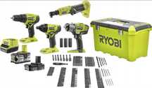RYOBI. Zestaw Narzędzi 10 Elementów 18 V 4,0+2,0 Ah.  Nowy