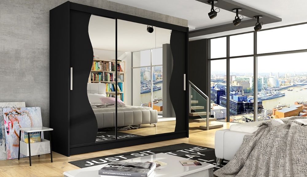 Szafa Przesuwna Garderoba BOSTON S 250cm LED 4 Kolory DOSTAWA 10 dni