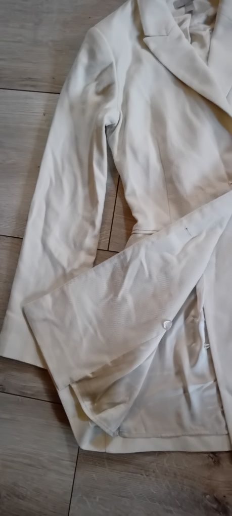 Marynarka długa ecru H&M 34/XS.