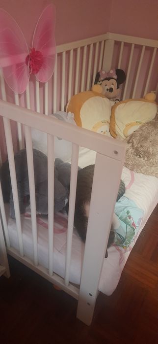 Cama de grades branca com colchão