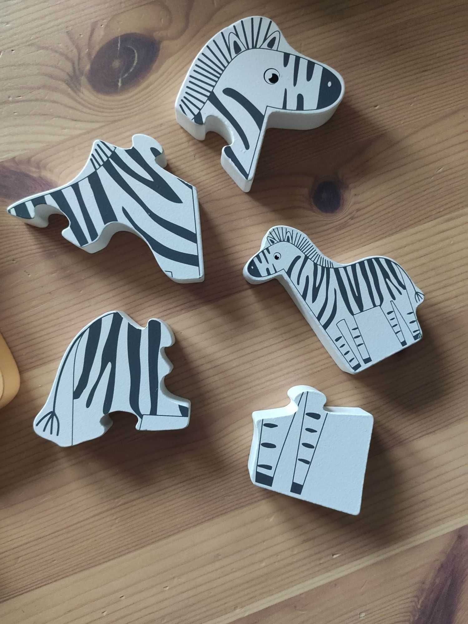 puzzle drewniane zebra i lew grube dwustronne