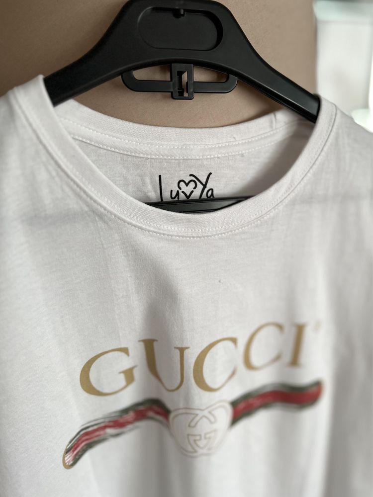 Nowa koszulka t-Shirt marki Luv Ya oversize logo Gucci 38 M