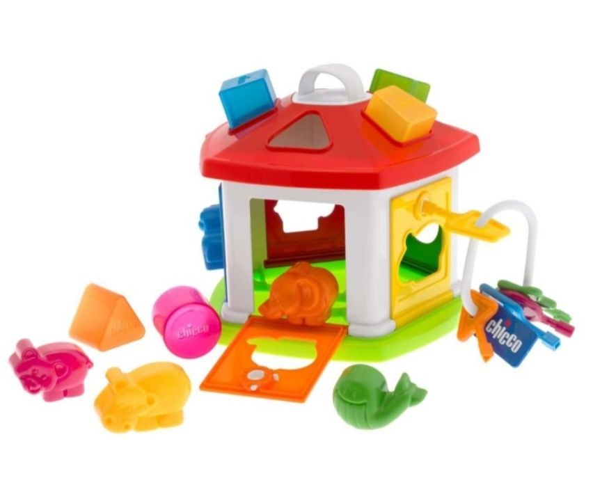 2 edukacyjne sortery- DOMEK z kluczykami Chicco i żyrafa Fisher Price