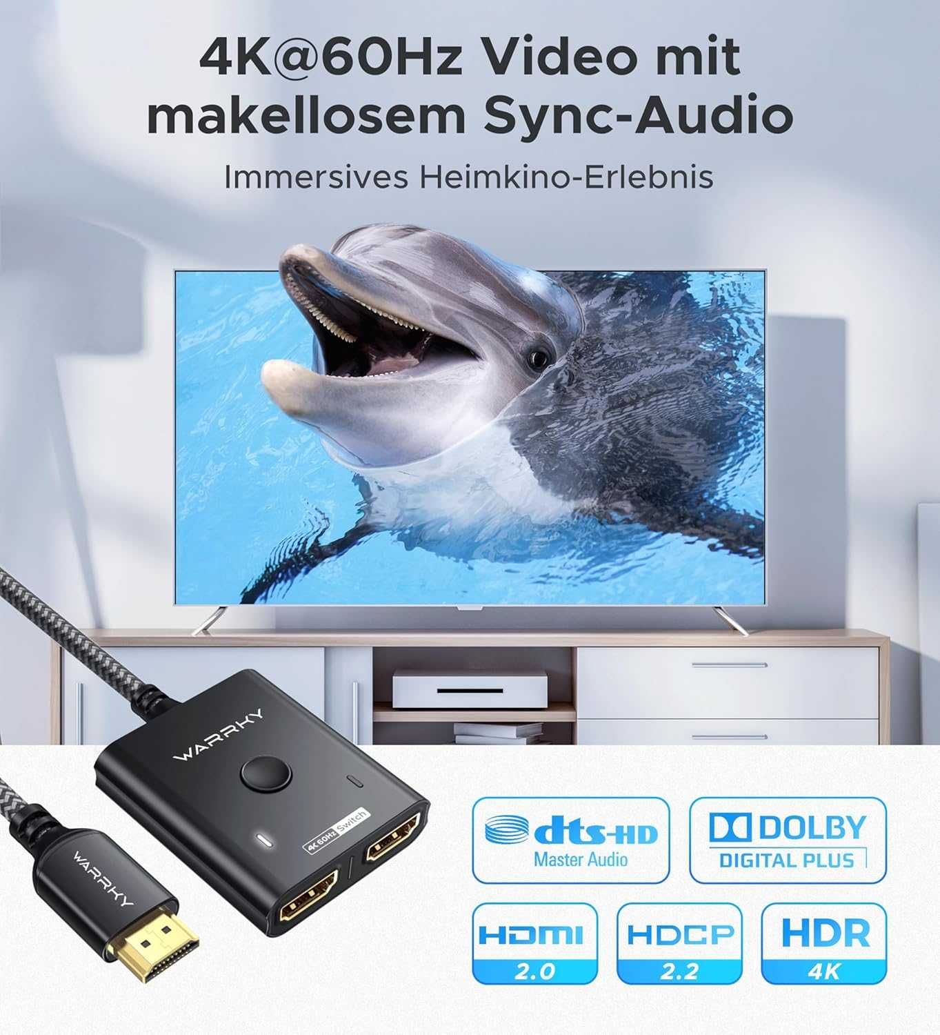 Przełącznik HDMI 4K 60 Hz ,WARRKY