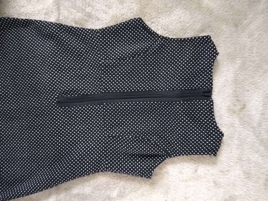 Sukienka L house kołnierzyk czarna w kropki